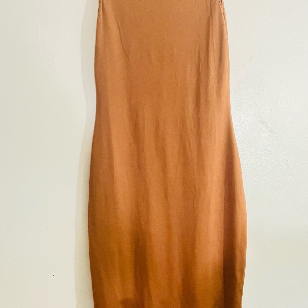 Sleek Rust Brown Slip Skirt